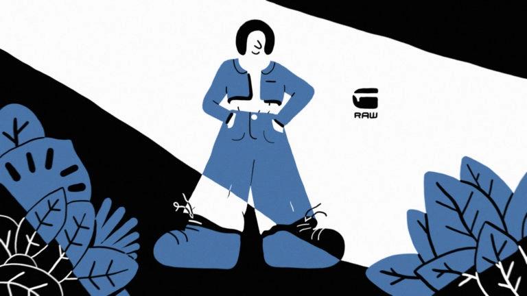 Character design illustration for G-Star's environmentally focused denim story animated campaign