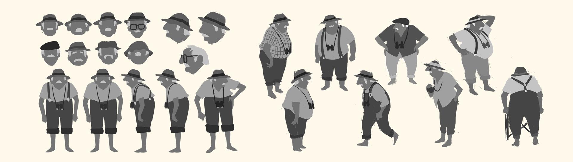 Character design of an old man for the Summer Story animated project