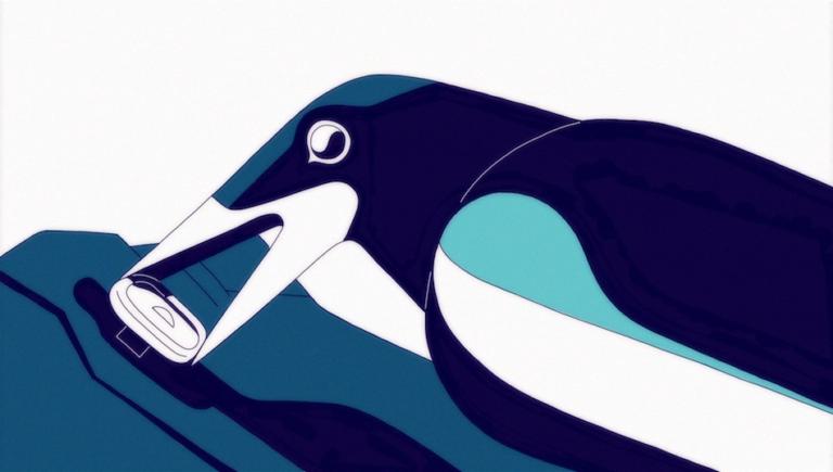 Illustrated crow representing environmental storytelling in G-Star's sustainable campaign in animation