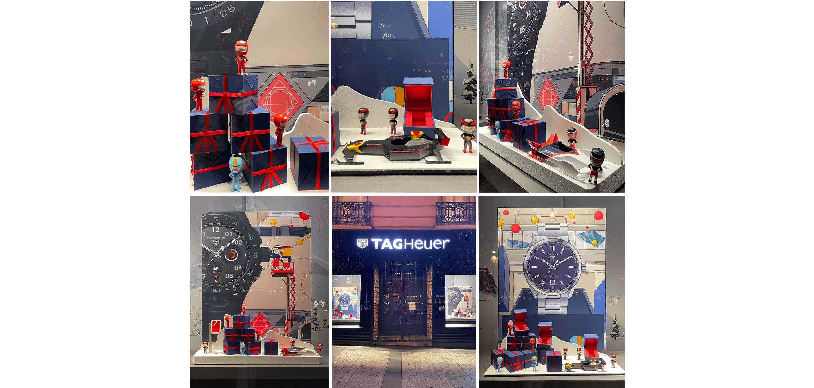Visual design of retail shop display and in-store installation for TAG Heuer holidays campaign