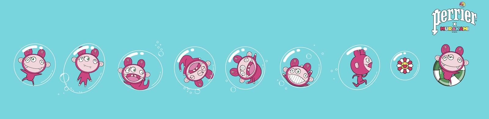 Creative illustration of Kaikai for the Perrier and Murakami animation ad campaign