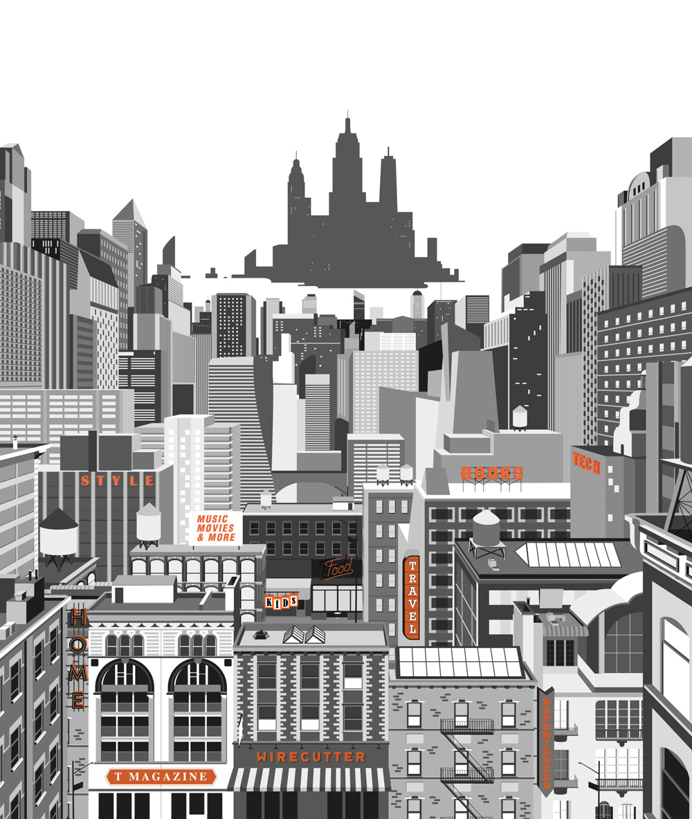 new york times animation parallel christmas noel motion design illustration city ville immeuble neige